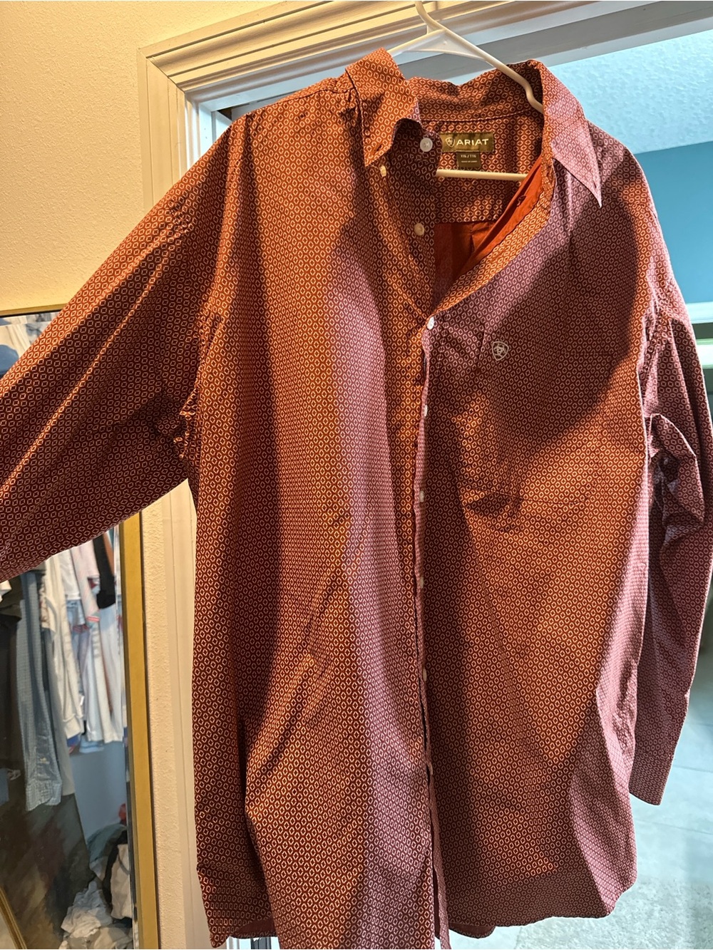 Ariat Men's Rust Red Geometric Button-Down Shirt